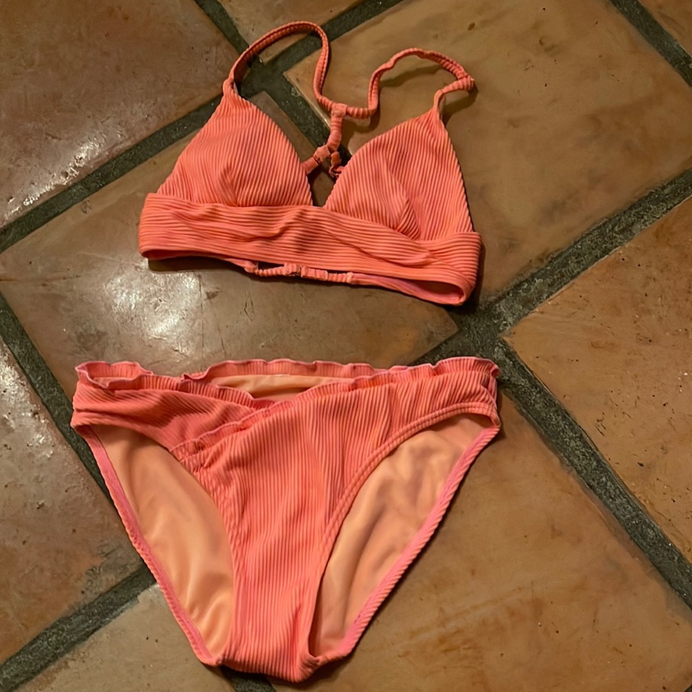 Pink Ribbed Bikini Set